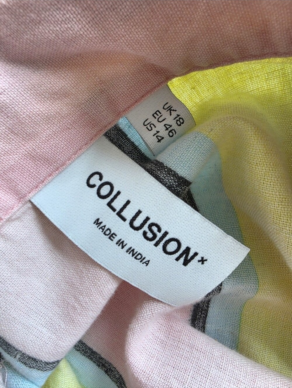 COLLUSION+ Pastel Striped Button-Up Shirt | Oversized Summer Top | UK 18 / US 14 - Picture 4 of 6